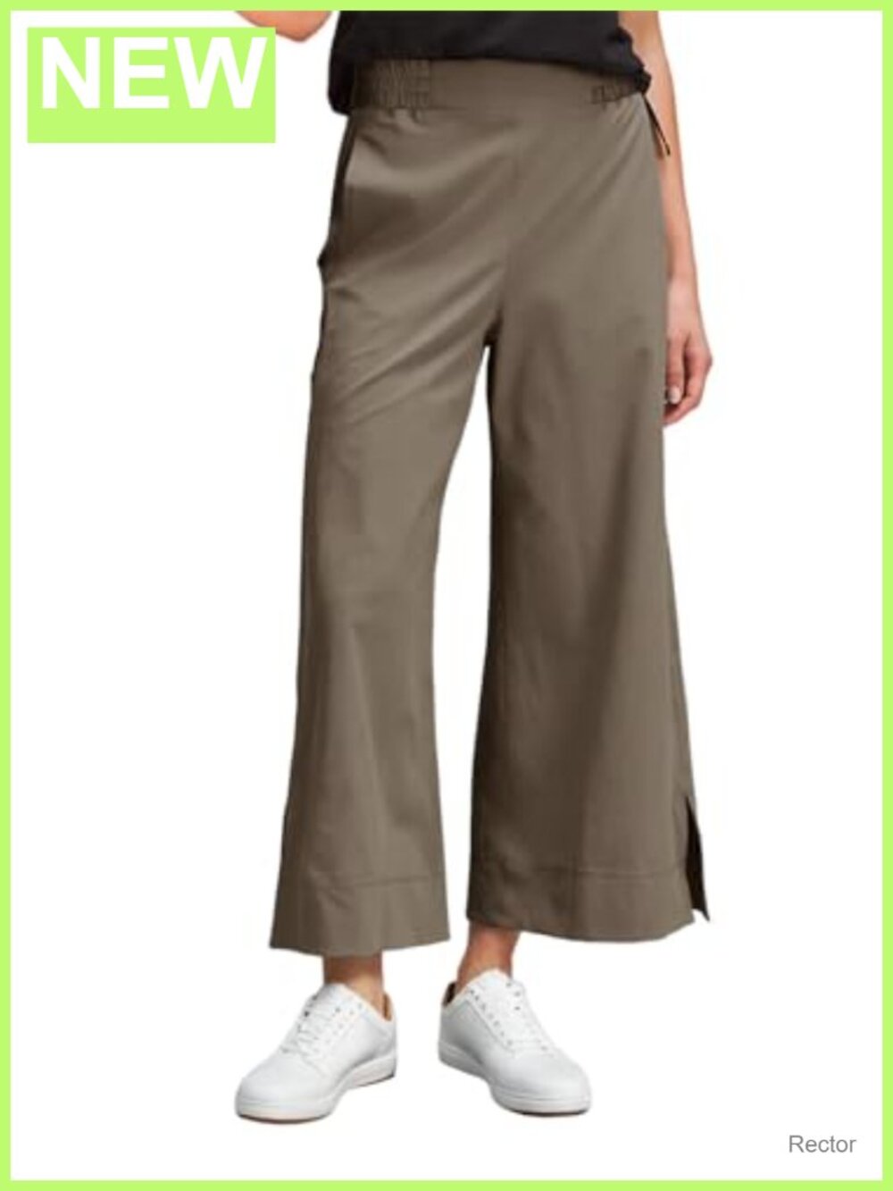 High Waist Wide Leg Baggy Pants Women Casual Quick Dry Split Cropped Pockets